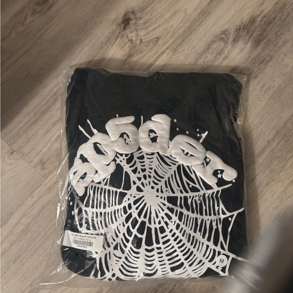 Sp5der Black Hoodie with Web Design